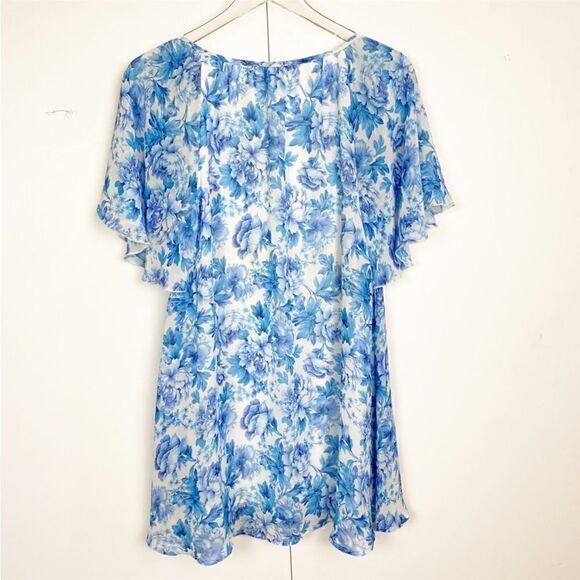 Show Me Your Mumu blue & white floral TOP tunic blouse size SMALL - Picture 8 of 9